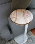 Medium Ash with Walnut Stain Round Industrial Side Table - Hazel Oak Farms