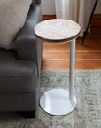 Medium Ash with Walnut Stain Round Industrial Side Table - Hazel Oak Farms