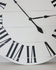 Simple 36" Farmhouse Style Large White Distressed Wall Clock with Black Roman Numerals (in stock) - Hazel Oak Farms