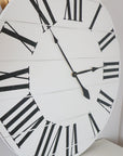Simple 36" Farmhouse Style Large White Distressed Wall Clock with Black Roman Numerals (in stock) - Hazel Oak Farms