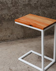 Quartersawn Sycamore Industrial Side C Table with White Base
