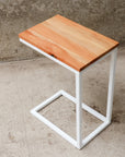 Quartersawn Sycamore Industrial Side C Table with White Base