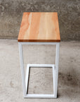 Quartersawn Sycamore Industrial Side C Table with White Base