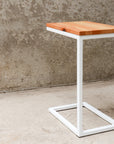 Quartersawn Sycamore Industrial Side C Table with White Base