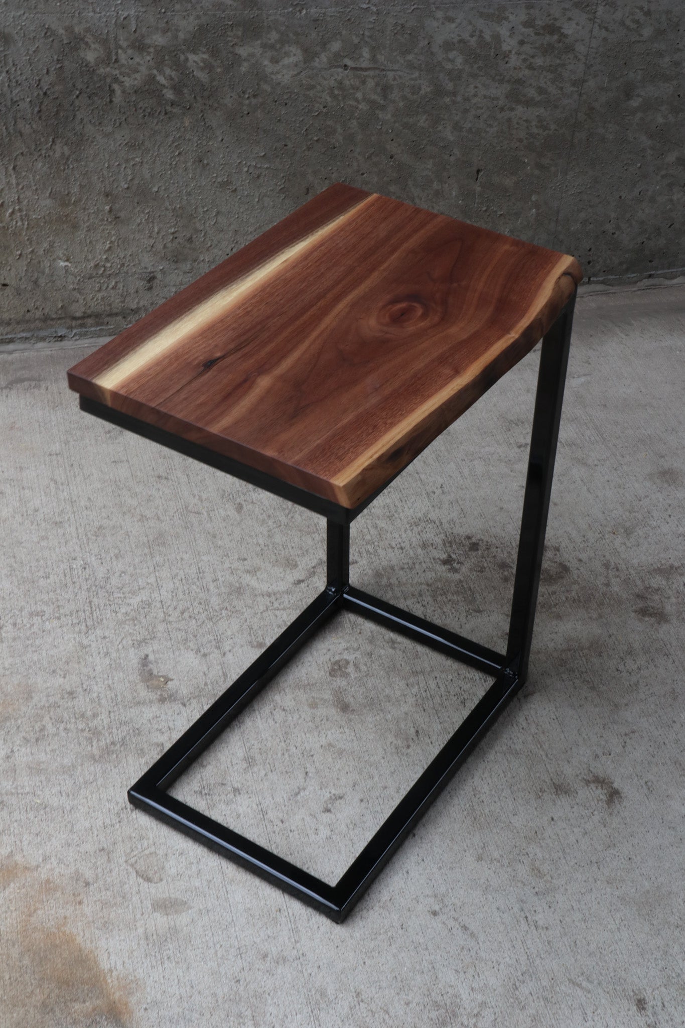 Live Edge Walnut Industrial Side C Table - Hazel Oak Farms