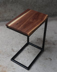 Live Edge Walnut Industrial Side C Table - Hazel Oak Farms