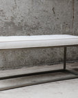 Tufted Upholstery Bench with Gold Metal