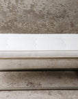 Tufted Upholstery Bench with Gold Metal