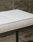 Tufted Upholstery Bench with Gold Metal