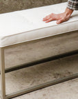 Tufted Upholstery Bench with Gold Metal