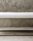 Tufted Upholstery Bench with Gold Metal