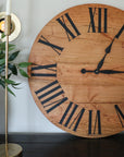 26" Solid Cherry Hardwood Wall Clock with Black Roman Numerals (in stock)