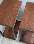 Clear Walnut Modern C Side Table - Hazel Oak Farms Handmade Furniture in Iowa, USA