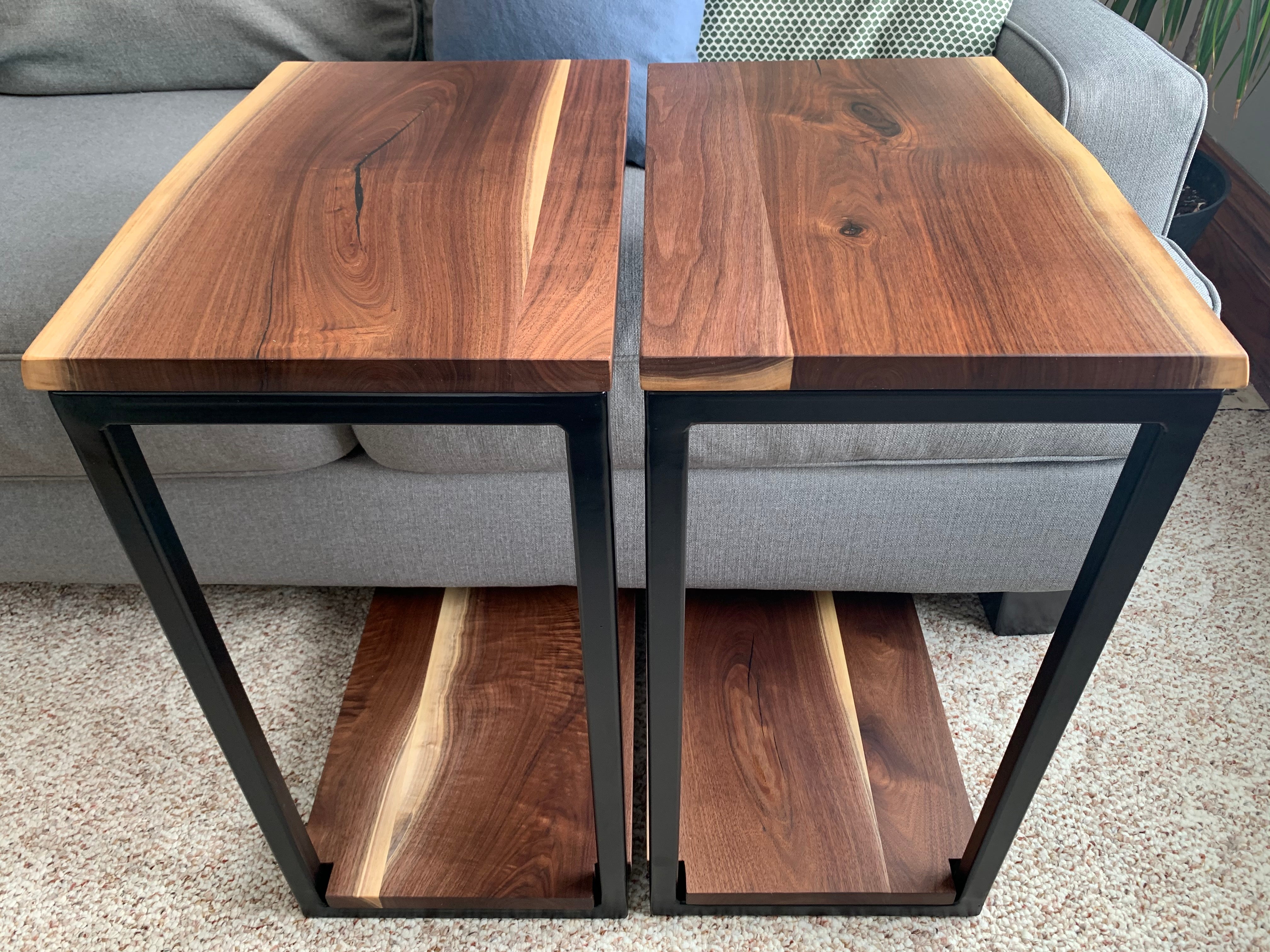 Floor Shelf Live Edge Walnut Wood C Table | Hazel Oak Farms