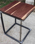 Live Edge Square Walnut C Table, Computer Table, Side Table