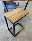 Solid Ash Wood & Black Metal C Table with Walnut Stain (in stock) - Hazel Oak Farms