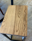 Solid Ash Wood & Black Metal C Table with Walnut Stain (in stock) - Hazel Oak Farms