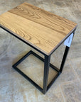 Solid Ash Wood & Black Metal C Table with Walnut Stain (in stock) - Hazel Oak Farms