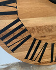 Large White Oak Wall Clock with Black Roman Numerals - Hazel Oak Farms