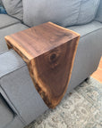 Extra Long Round Armrest Walnut Waterfall Sofa Table - To the Floor Handmade Furniture in Iowa, USA