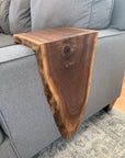 Extra Long Round Armrest Walnut Waterfall Sofa Table - To the Floor Handmade Furniture in Iowa, USA
