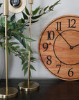 Locust Hardwood Large Wall Clock with Regular Numbers