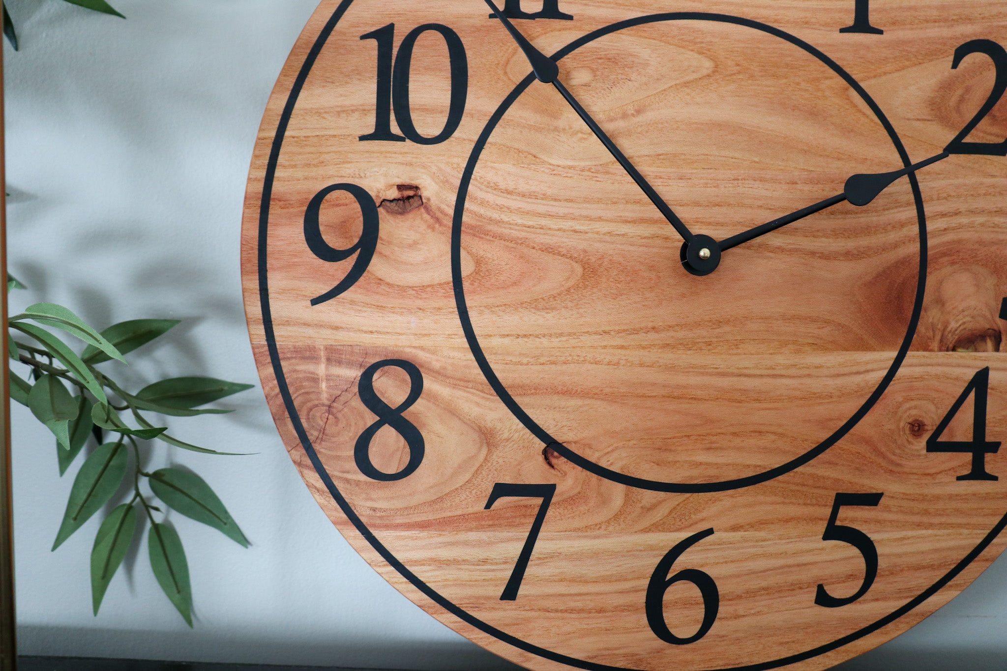 Locust Hardwood Large Wall Clock with Regular Numbers