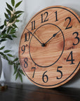 Locust Hardwood Large Wall Clock with Regular Numbers