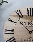 Large French Style Maple Wall Clock with Black Roman Numerals