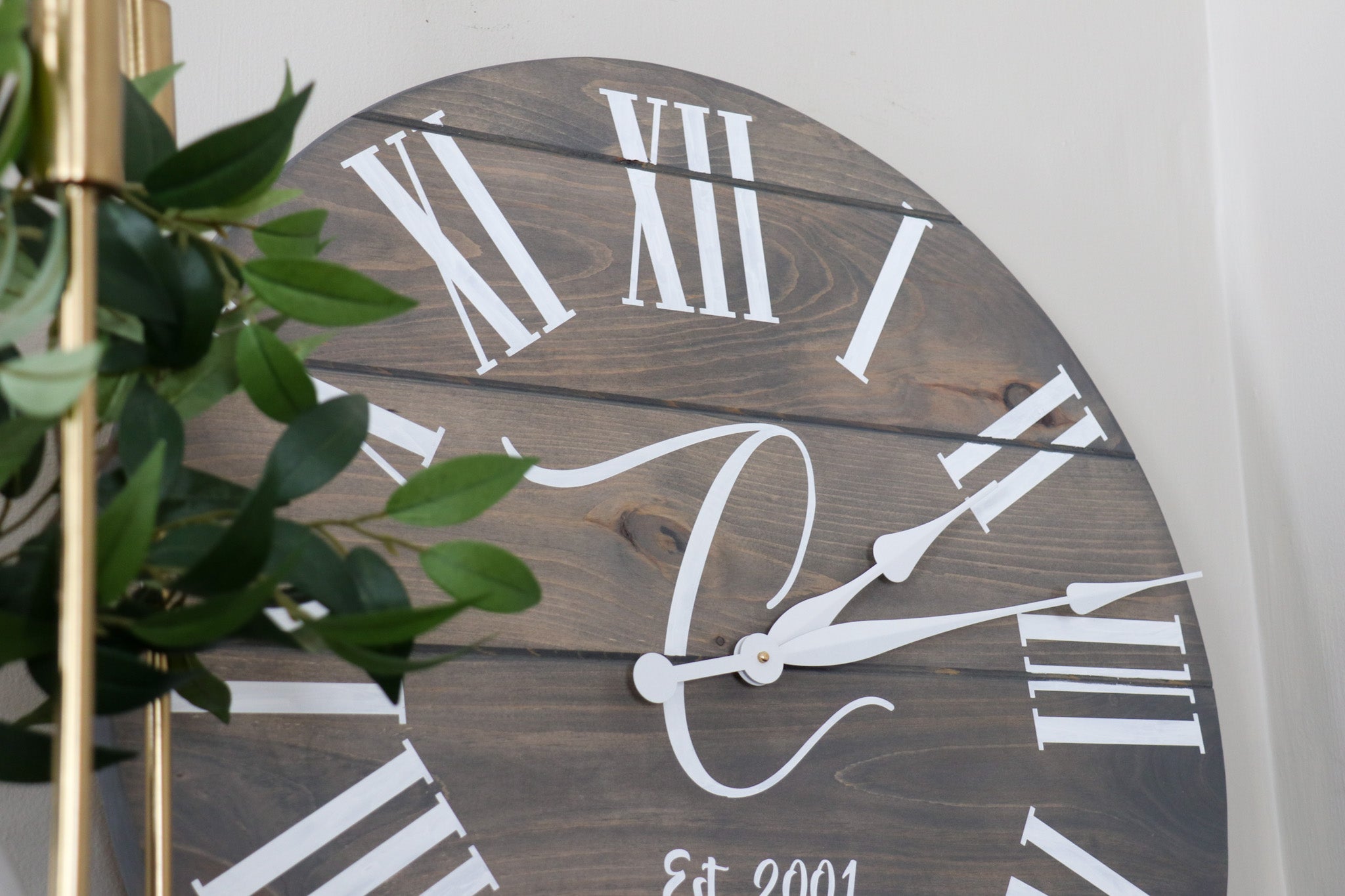 Large Customized Grey Wall Clock - Hazel Oak Farms Handmade Furniture in Iowa, USA