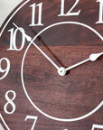 Solid Wood Walnut Wall Clock with White Numbers