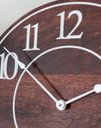 Solid Wood Walnut Wall Clock with White Numbers