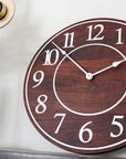 Solid Wood Walnut Wall Clock with White Numbers