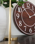 Solid Wood Walnut Wall Clock with White Numbers
