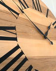 Large Solid Rustic Maple Hardwood Farmhouse Wall Clock with Black Roman Numerals