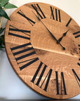Large Quartersawn White Oak Wall Clock with and Roman Numerals