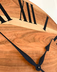 Large Sappy Cherry Hardwood Wall Clock with Black Roman Numerals
