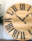 Large Solid Poplar Hardwood Farmhouse Wall Clock with Black Roman Numerals