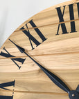 Large Solid Poplar Hardwood Farmhouse Wall Clock with Black Roman Numerals