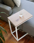 Grey Stained Oak Modern Side C Table Handmade Furniture in Iowa, USA