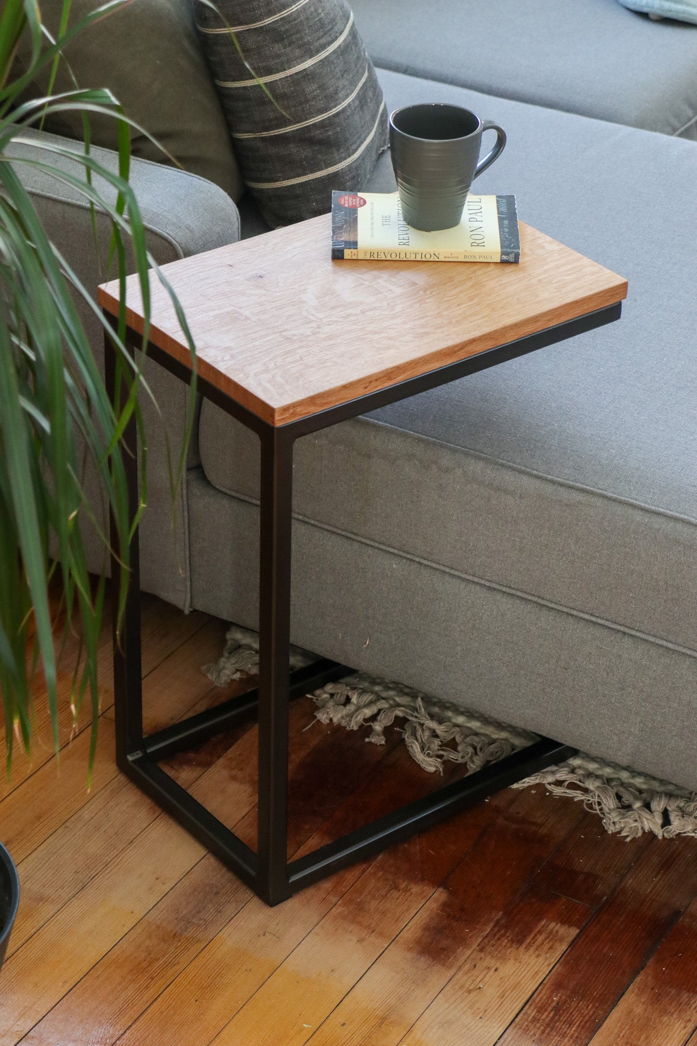 Live Edge Walnut Industrial Side C Table - Hazel Oak Farms
