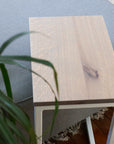 Grey Stained Oak Modern Side C Table Handmade Furniture in Iowa, USA