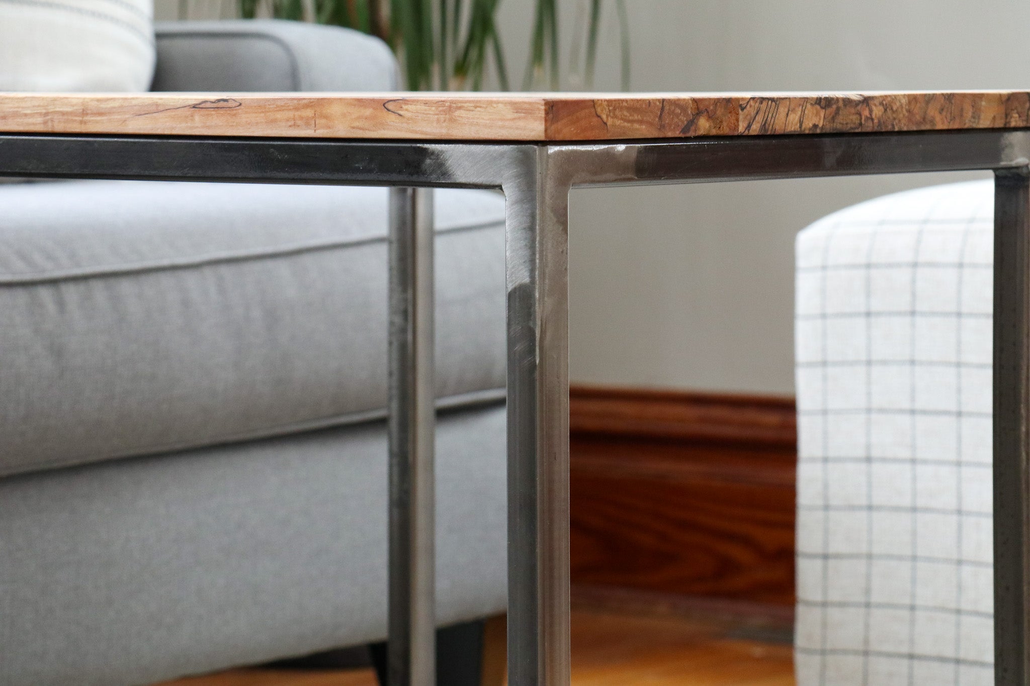 Live Edge Walnut Industrial Side C Table - Hazel Oak Farms