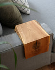 Live Edge White Oak Sofa Armrest Table