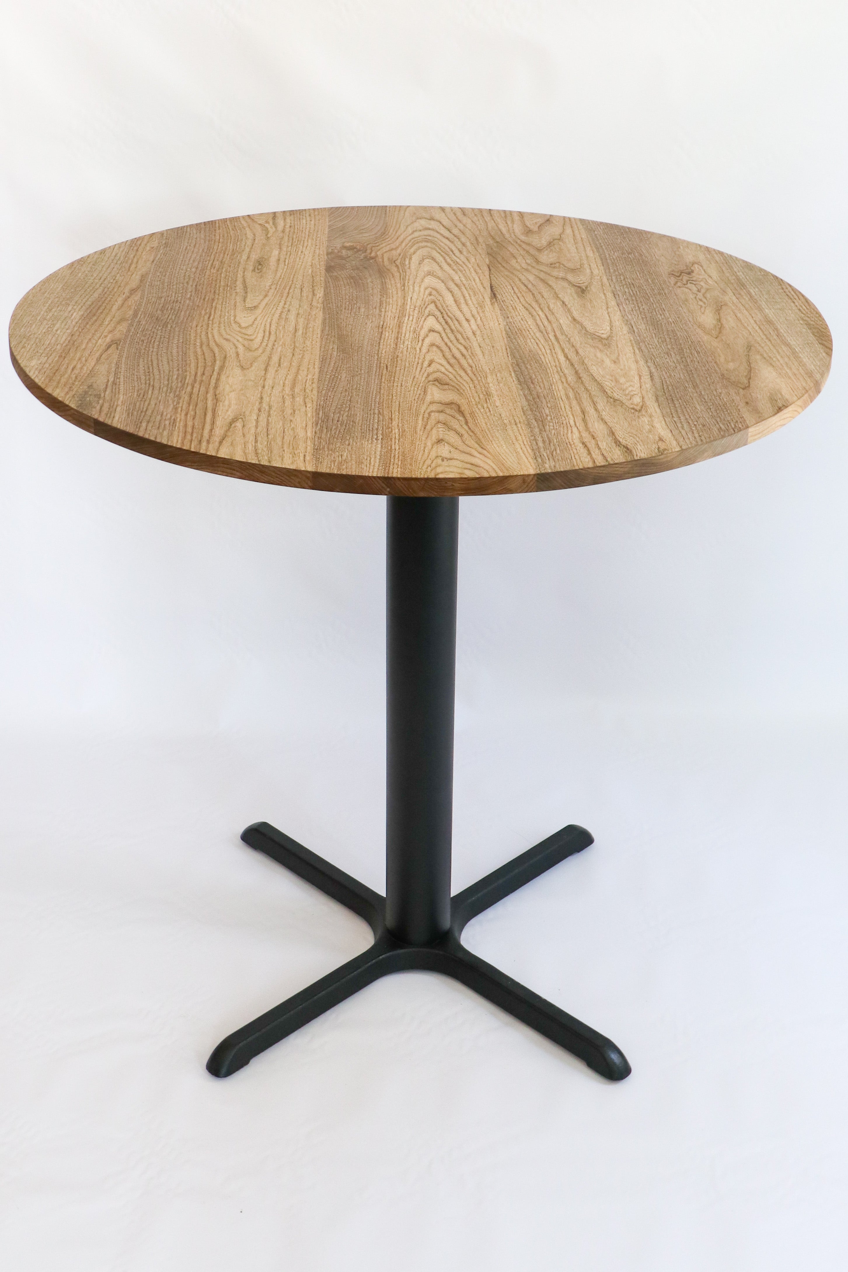 Modern Round Hackberry Pub Table with Black Steel Legs   |   Bar or Standard Height