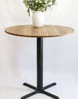 Modern Round Hackberry Pub Table with Black Steel Legs | Bar or Standard Height