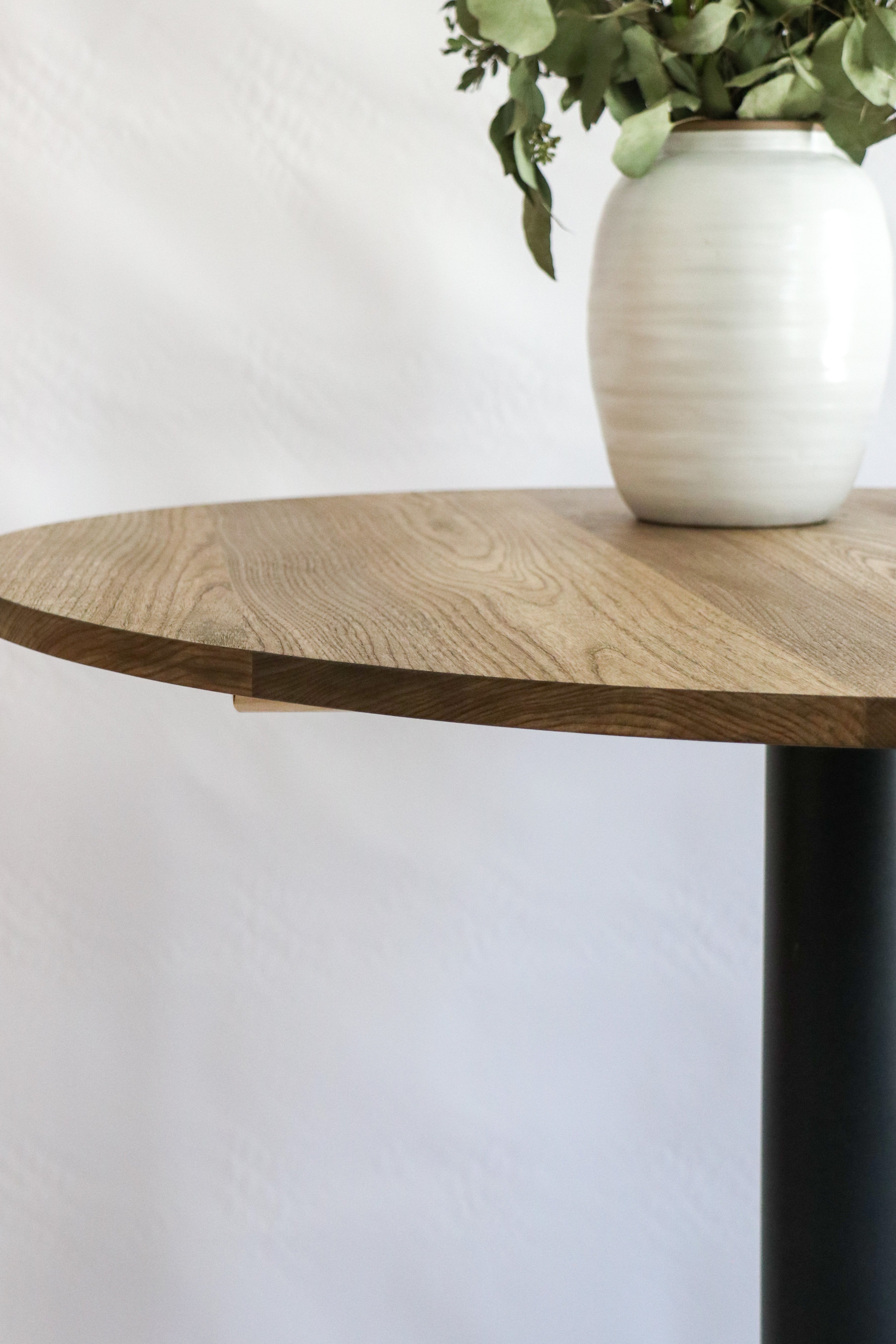 Modern Round Hackberry Pub Table with Black Steel Legs   |   Bar or Standard Height