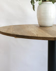 Modern Round Hackberry Pub Table with Black Steel Legs | Bar or Standard Height