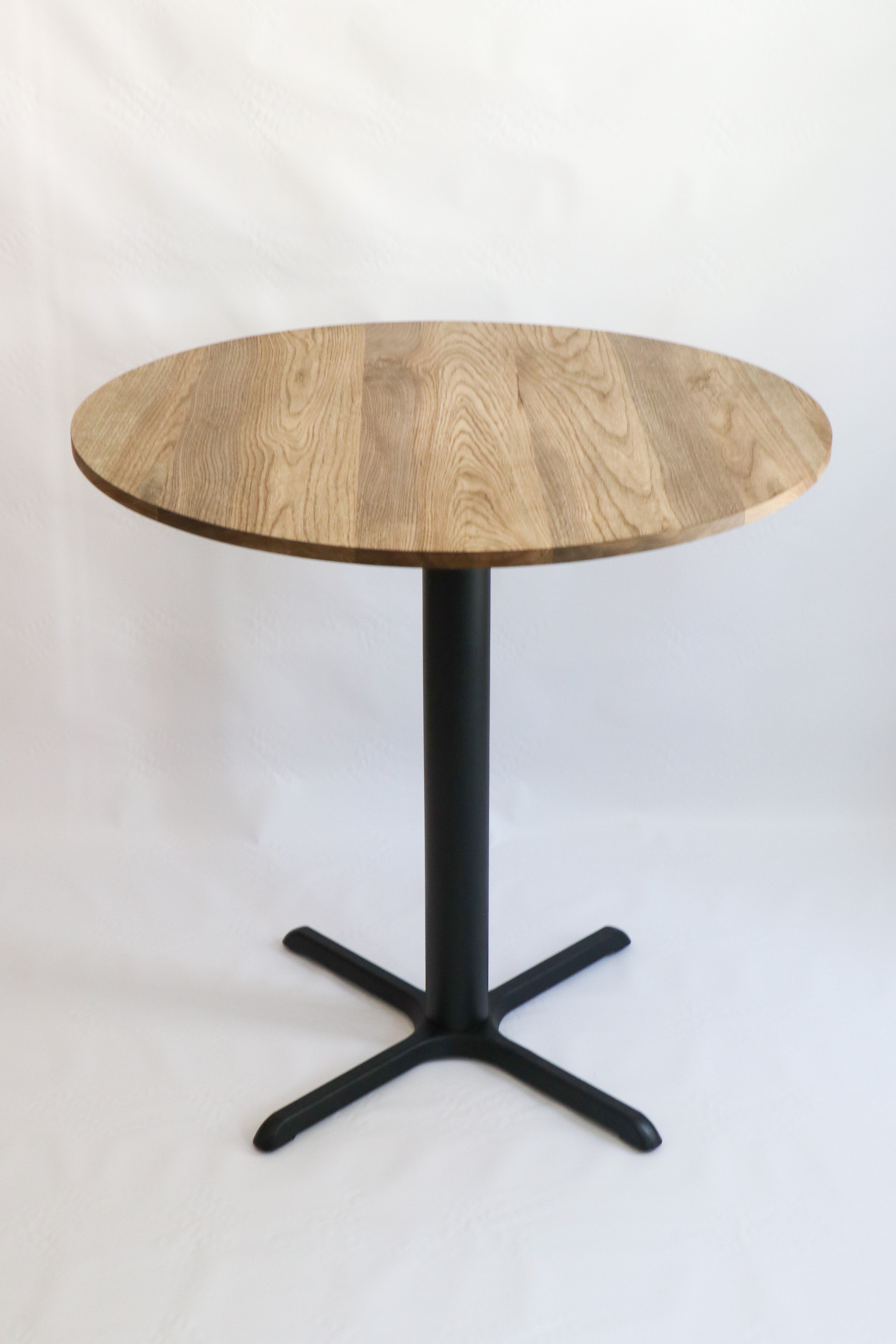 Modern Round Hackberry Pub Table with Black Steel Legs   |   Bar or Standard Height