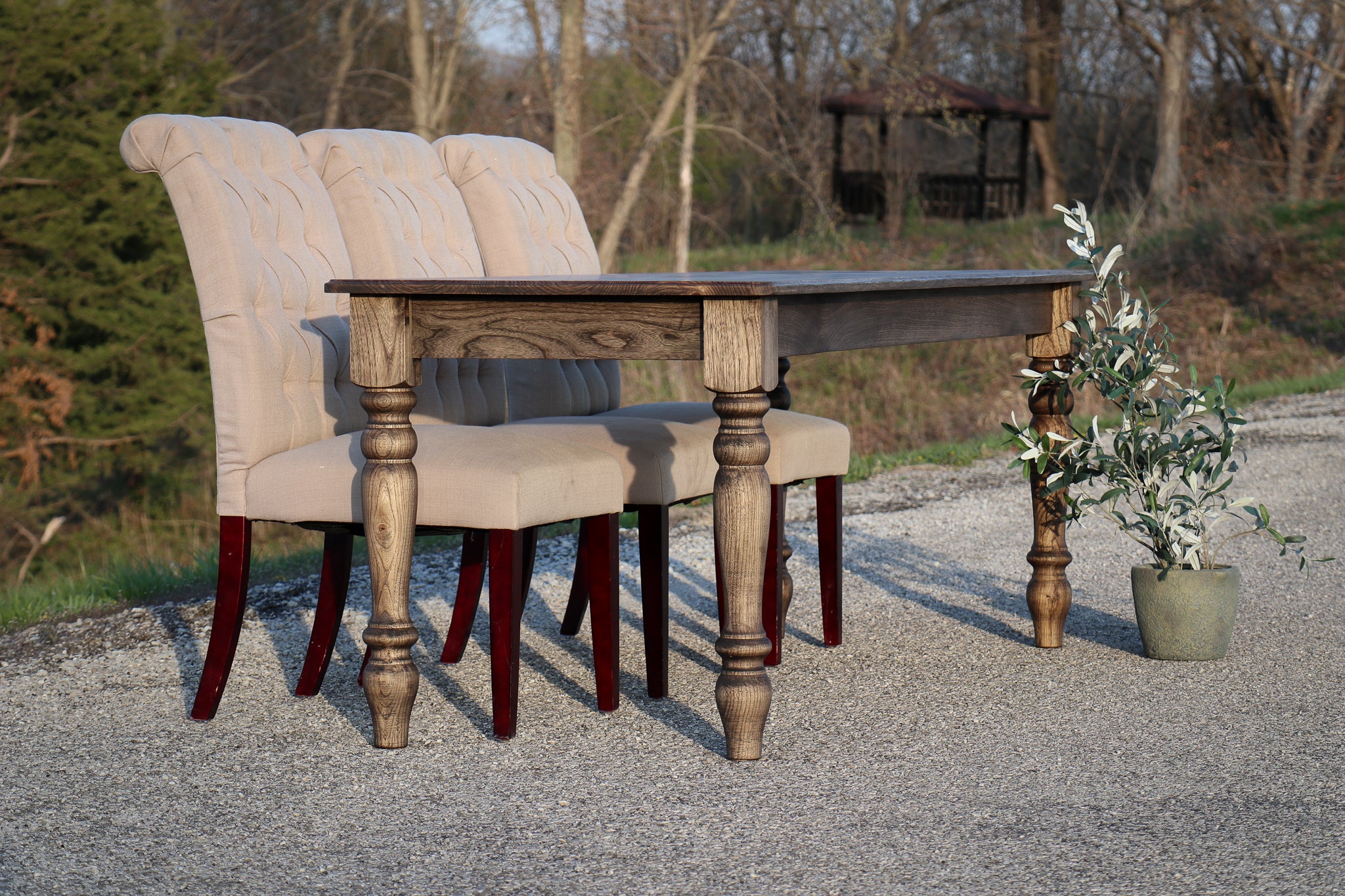 Classic Hackberry Hardwood Farmhouse Dining Table (in stock) Handmade Furniture in Iowa, USA